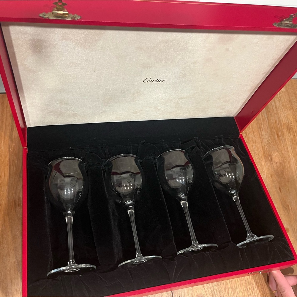 *RARE* Vintage Cartier Crystal Stemware Set of 4 in Original Box
